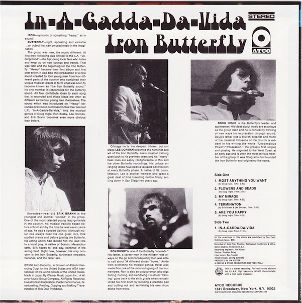 Back Cover, Iron Butterfly - In A Gadda Da Vida